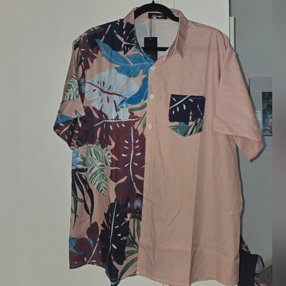Tropical Print Casual Button Down Shirt